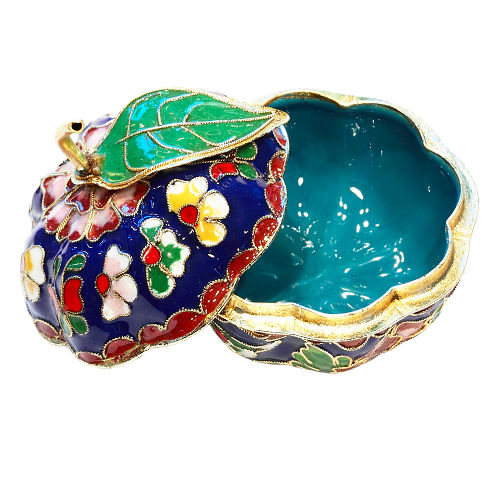 Kürbisdöschen Schmetterling Blumen Döschen Dose Deko Cloisonne Emaille blau 5466